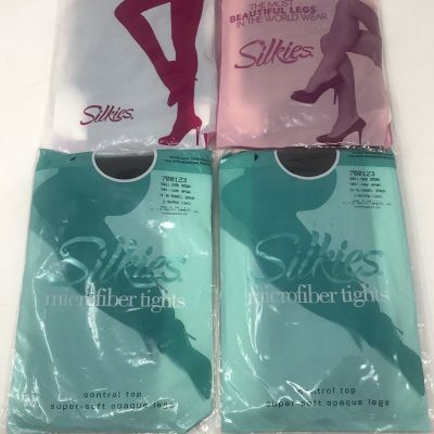 4 Pair of NOS Silkies Microfiber Tights SMALL DARK BROWN Control Top VTG